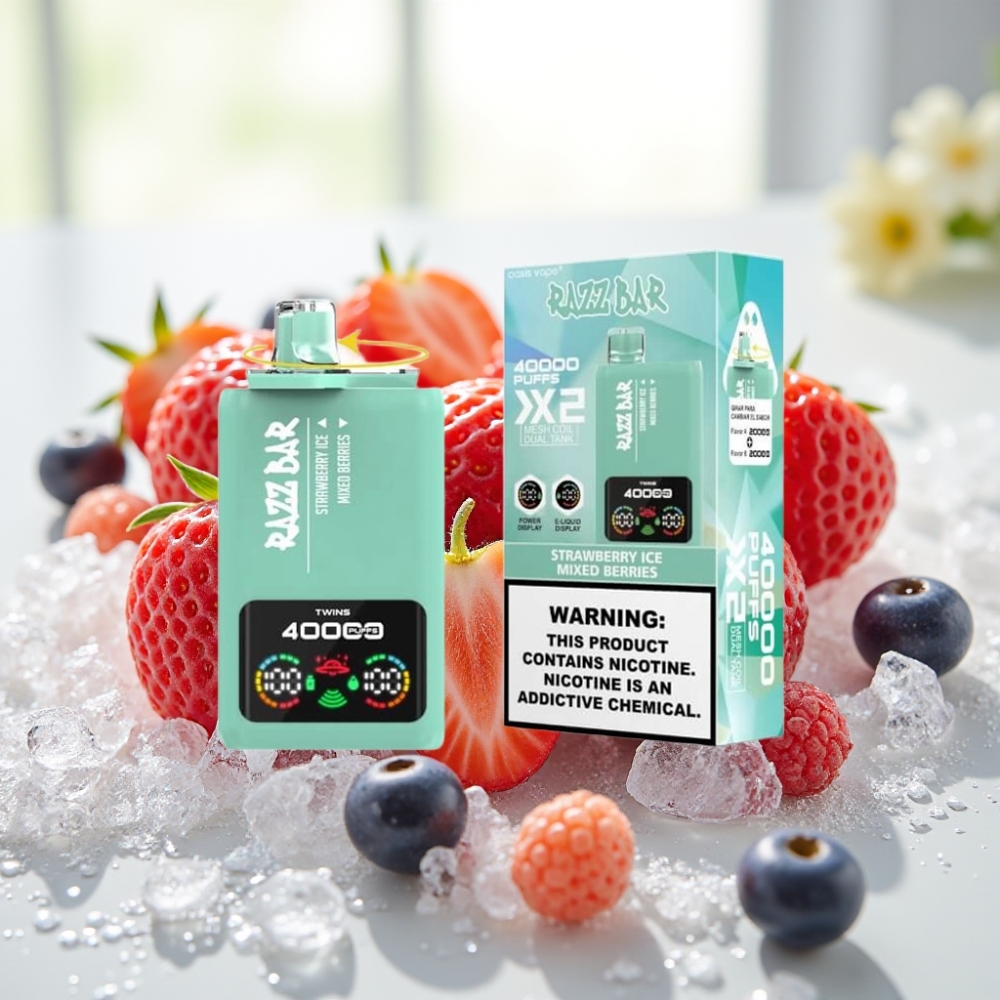 Razz Bar 40000 Puffs Disposable Vape Fresa Hielo & Frutas del Bosque Pantalla de Potencia