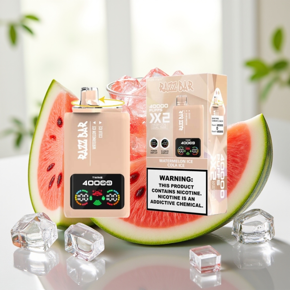 Razz Bar 40000 Puffs Disposable Vape WATERMELON ICE & COLA ICE Pantalla de Potencia 650 Mah