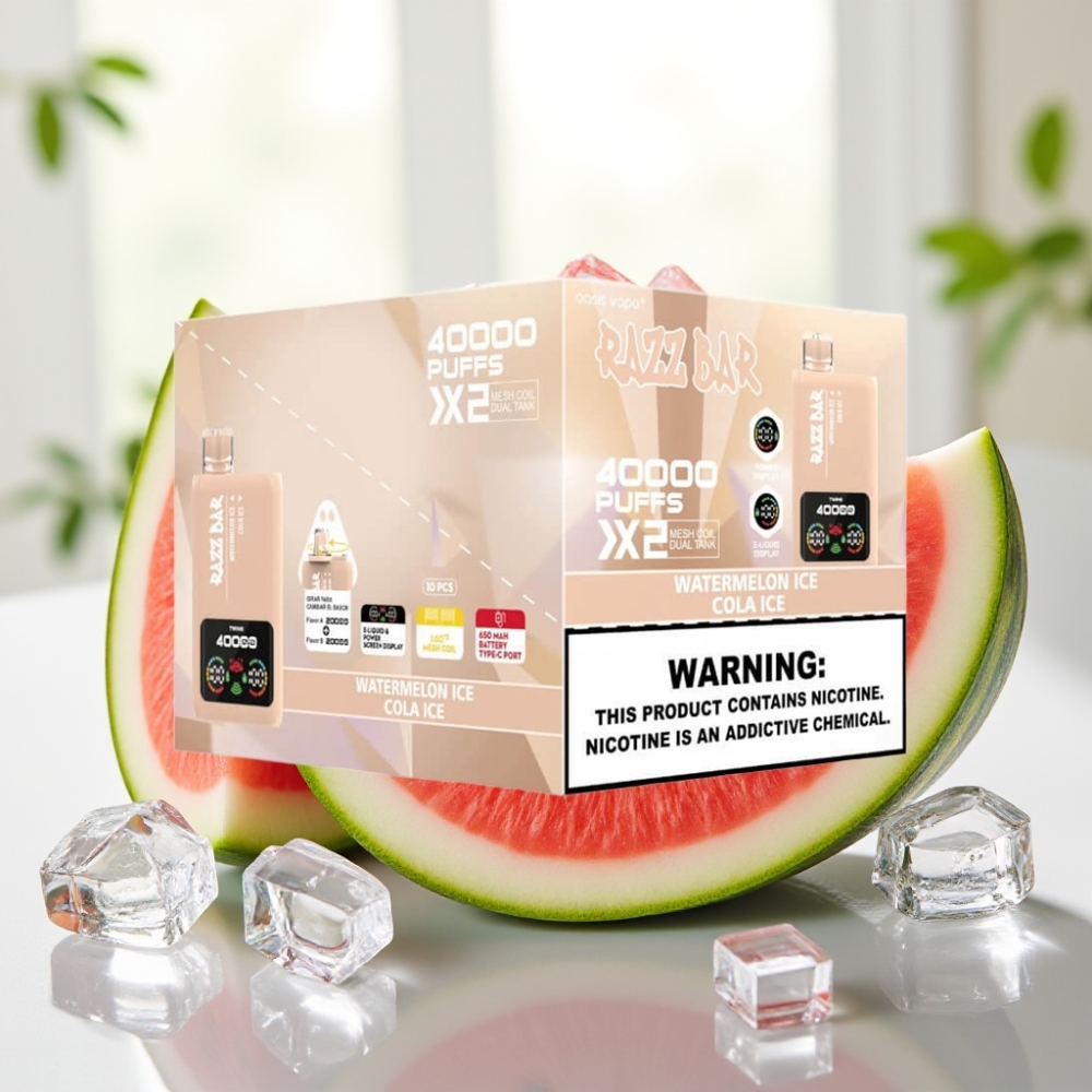 Razz Bar 40000 Puffs Disposable Vape WATERMELON ICE & COLA ICE Pantalla de Potencia 650 Mah
