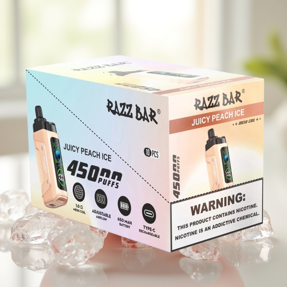 Razz Bar 45000 Puffs Ajustable Durazno Helado 1.0 Ohm Recargable