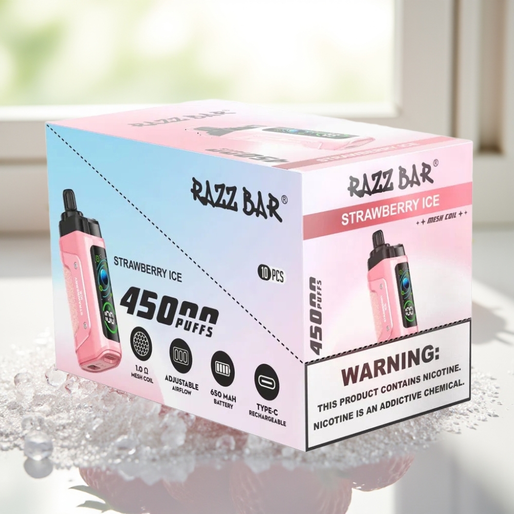 Razz Bar 45000 Puffs Disposable Vape Fresa Helada con Batería 650 mAh y Tipo-C Recargable