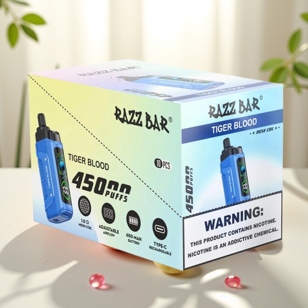 Razz Bar Disposable Vape Sangre de Tigre 45000 Puffs Tipo-C Recargable