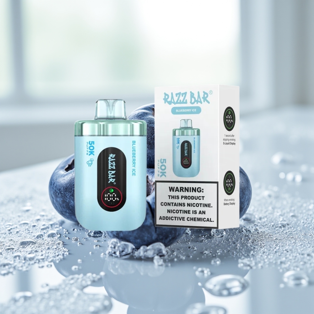 Razz Bar 50K Puffs Disposable Vape Blueberry Ice 650 Mah Recargable Tipo-C 2% Nicotina