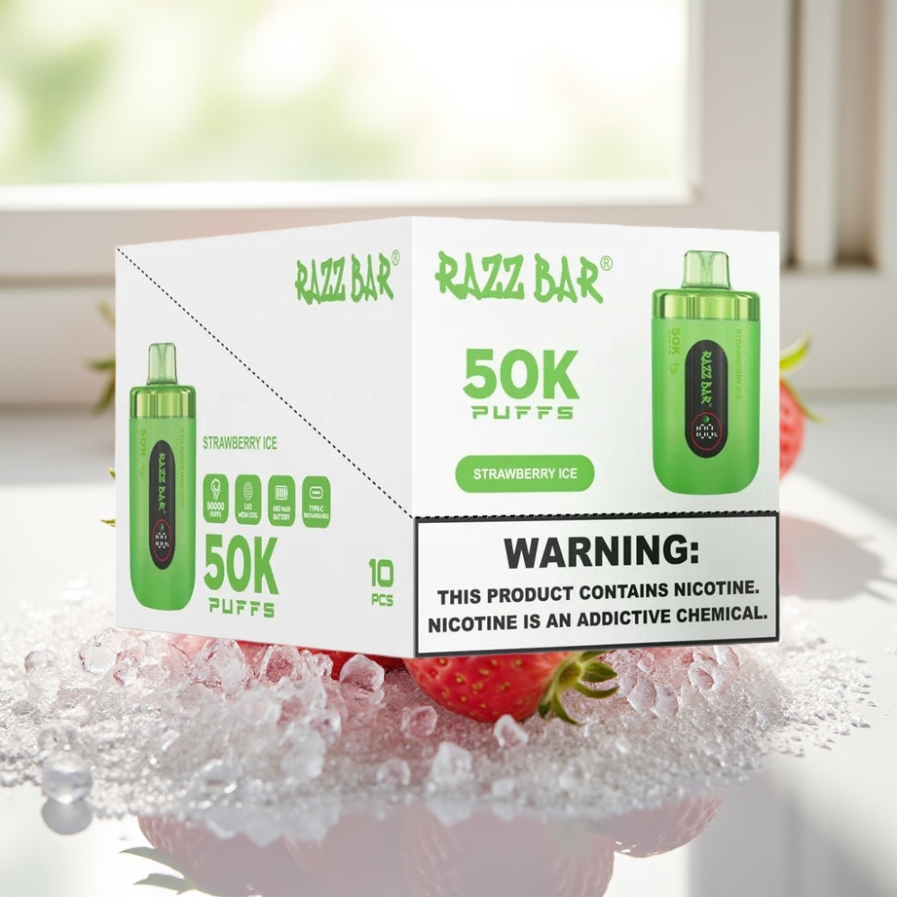 Razz Bar 50K Puffs Disposable Vape Fresa Helada 50000 Puffs 650 Mah Recargable