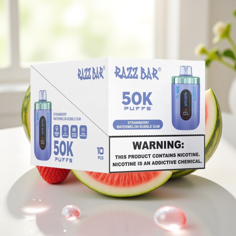 Razz Bar 50K Puffs Disposable Vape Fresa Sandía Chicle 50K Puffs 650 Mah Recargable