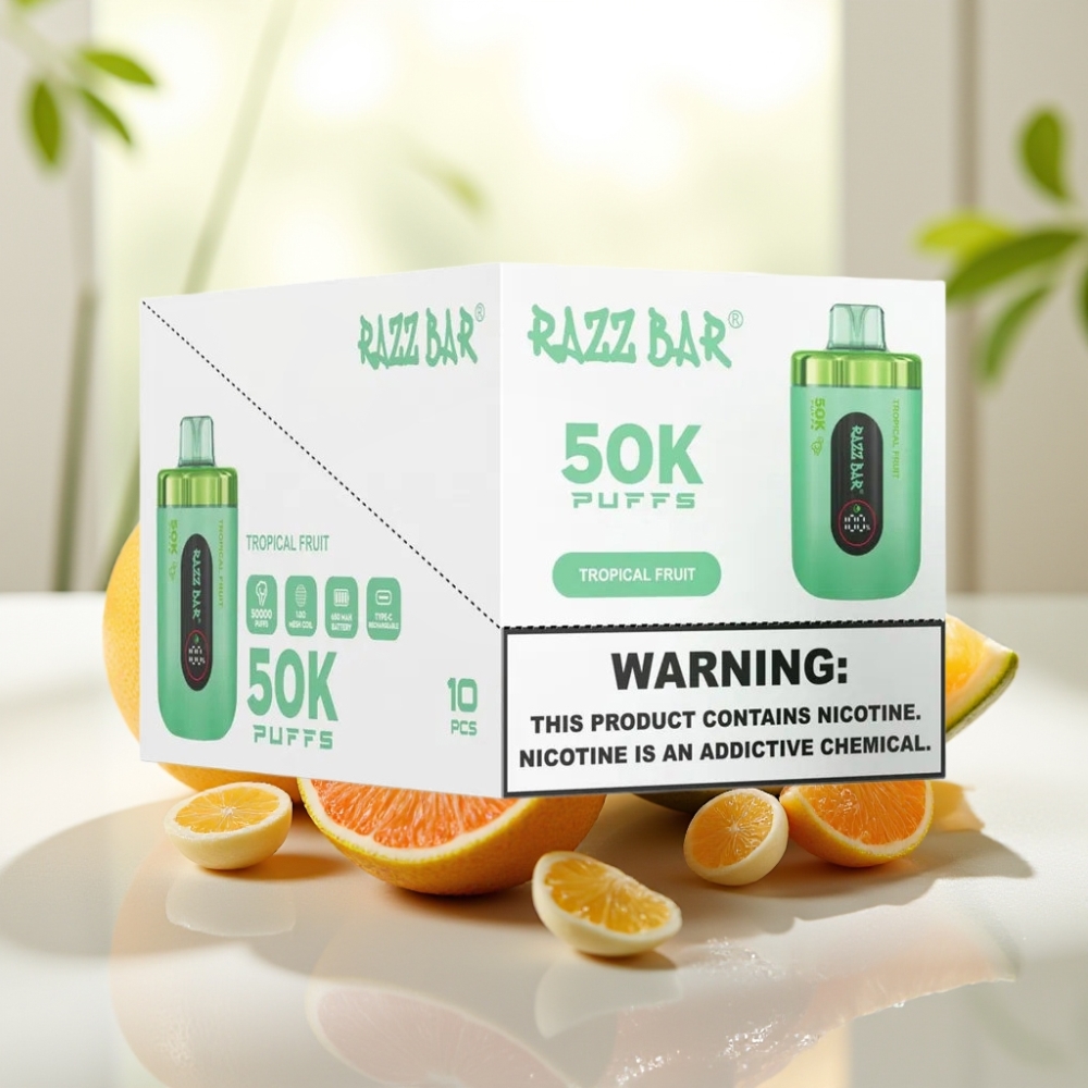 Razz Bar 50K Puffs Disposable Vape Fruta Tropical 650 Mah Tipo-C Recargable