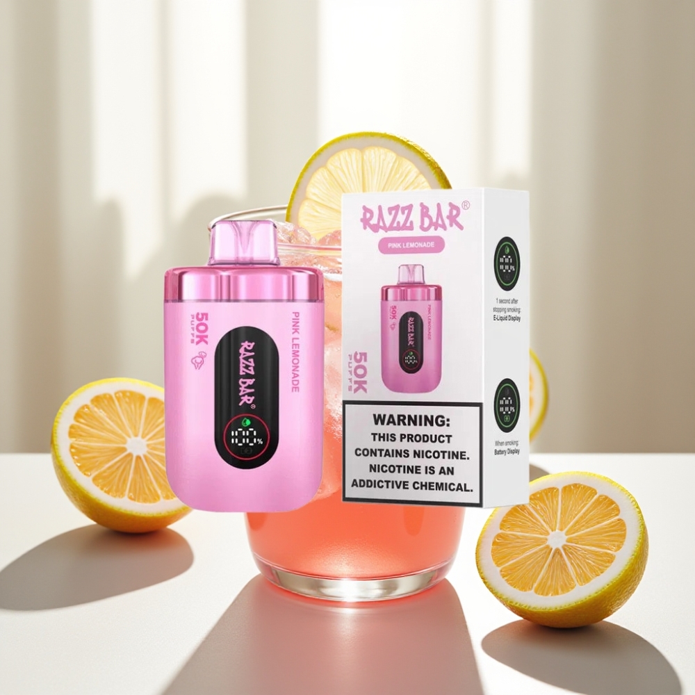 Razz Bar 50K Puffs Disposable Vape Limonada Rosa 650 Mah Tipo-C Recargable