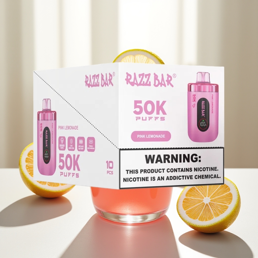 Razz Bar 50K Puffs Disposable Vape Limonada Rosa 650 Mah Tipo-C Recargable