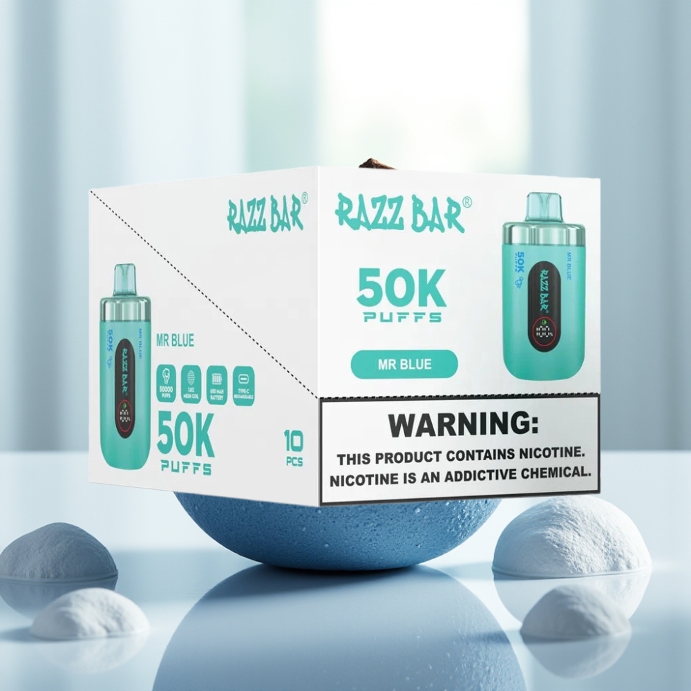 Razz Bar 50K Puffs Disposable Vape Mr Azul 650 Mah Tipo-C