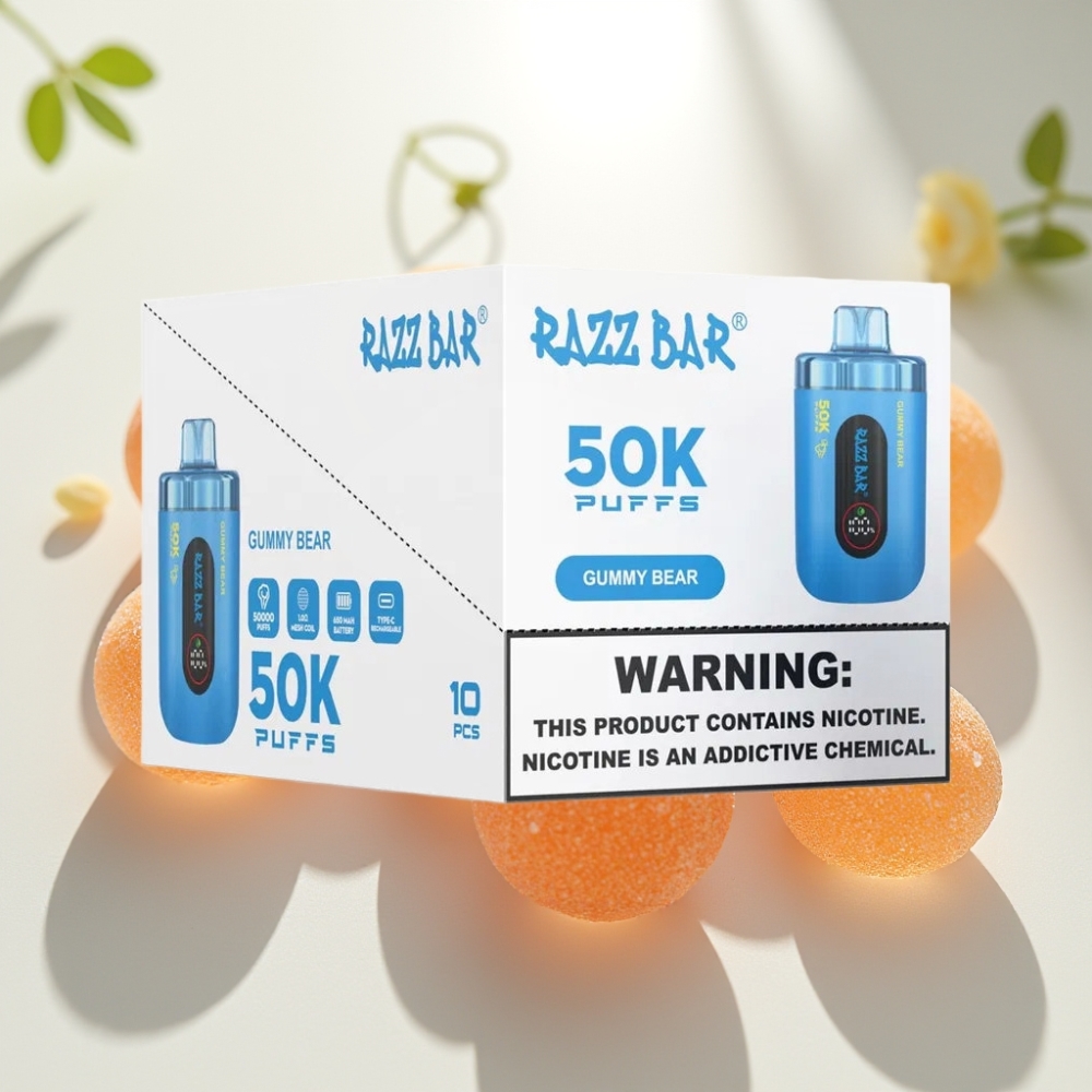 Razz Bar 50K Puffs Disposable Vape Osito de Goma Recargable Tipo-C 650mAh