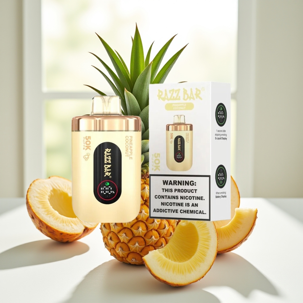 Razz Bar 50K Puffs Disposable Vape Piña Coco 650mAh Recargable Tipo-C