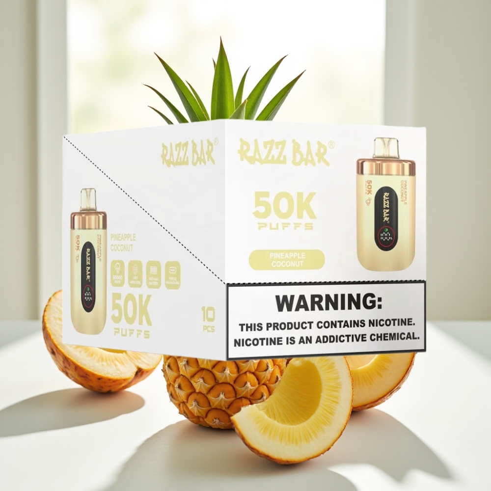 Razz Bar 50K Puffs Disposable Vape Piña Coco 650mAh Recargable Tipo-C