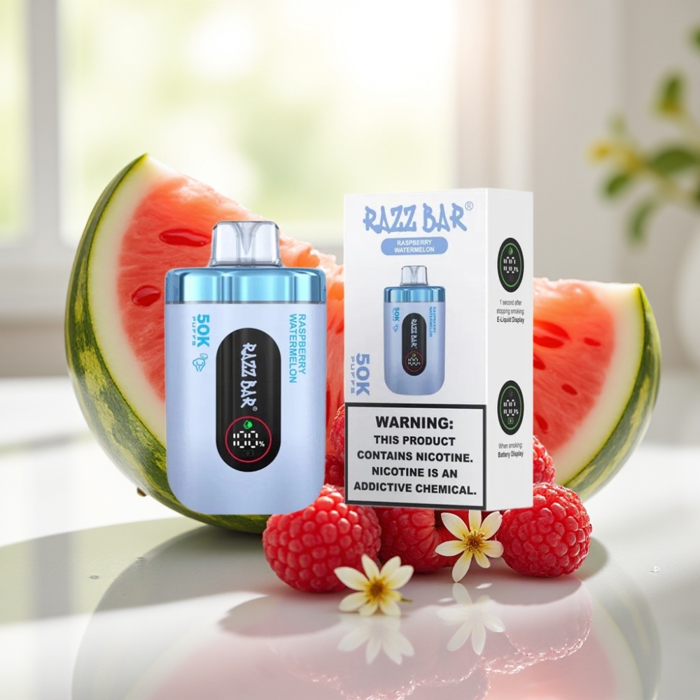 Razz Bar 50K Puffs Disposable Vape Sandía Frambuesa 650 Mah Tipo-C Recargable