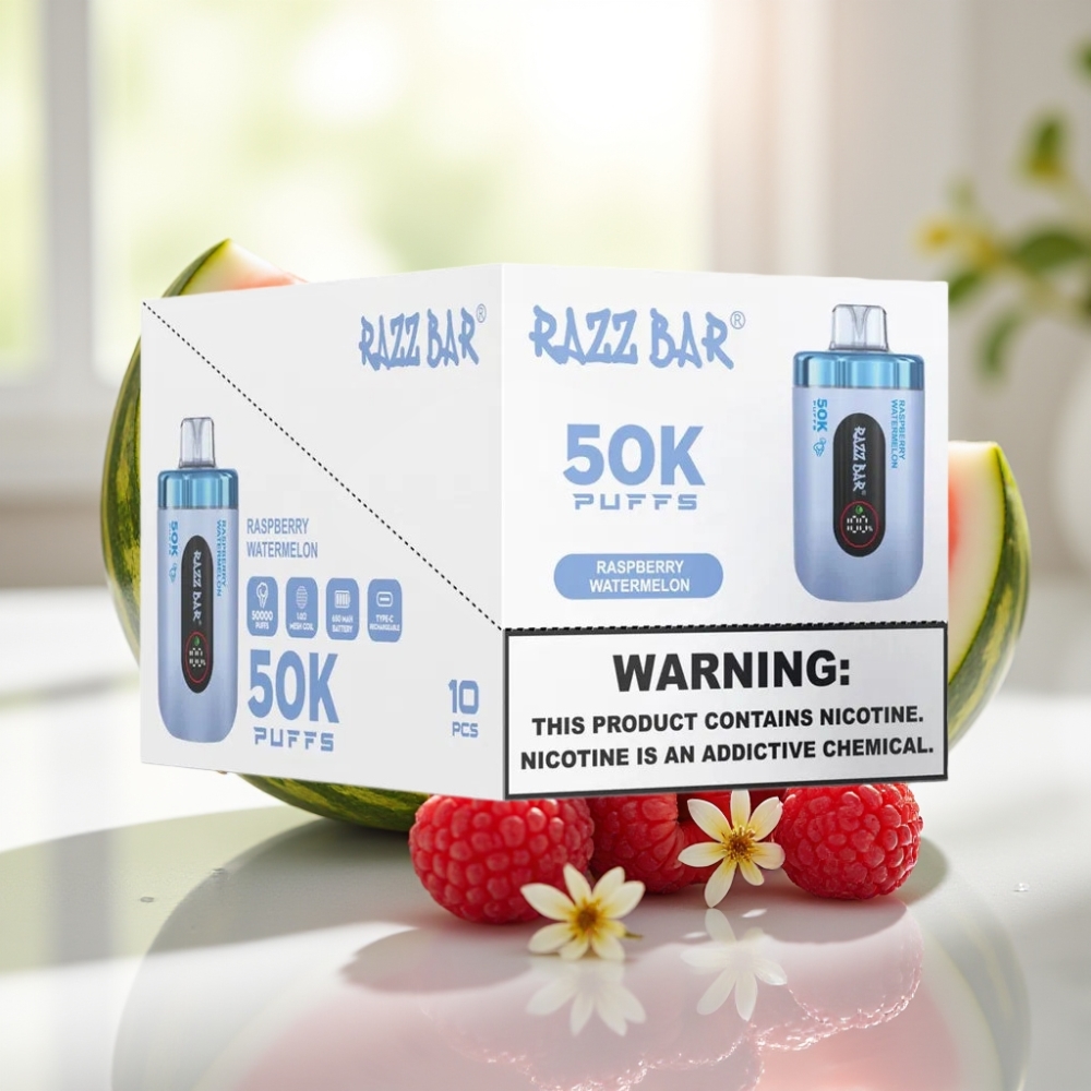 Razz Bar 50K Puffs Disposable Vape Sandía Frambuesa 650 Mah Tipo-C Recargable