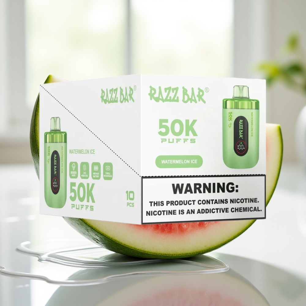 Razz Bar 50K Puffs Disposable Vape Sandía Helada 650 Mah Recargable Tipo-C