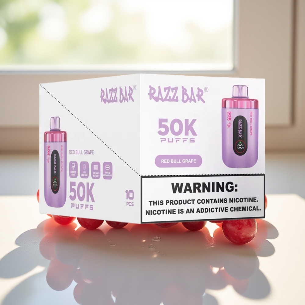 Razz Bar 50K Puffs Disposable Vape Uva Red Bull Recargable Tipo-C 650mAh